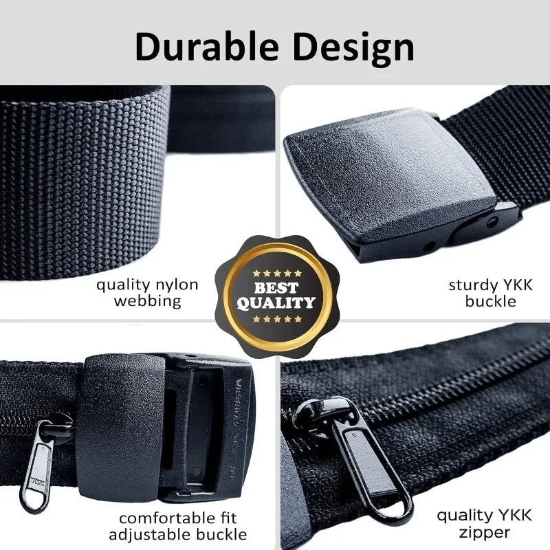 Anti-Theft Money Belt Hidden Wallet RFID Blocking Waist Strap for Travel Secret Cash Pouch Men Women Unisex Security Waist Pack