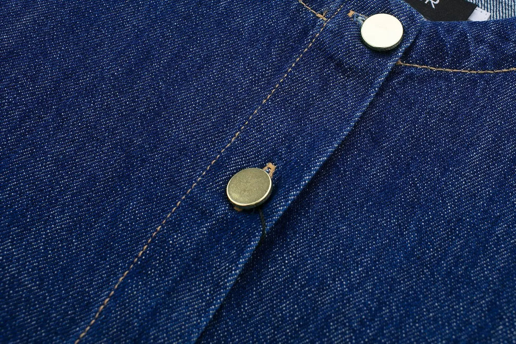 HH 2024 Spring Women 2 Piece Denim Trousers Suits Solid O Neck Coat Top + Pockets Elegant Female Straight Wide Leg Long Pant