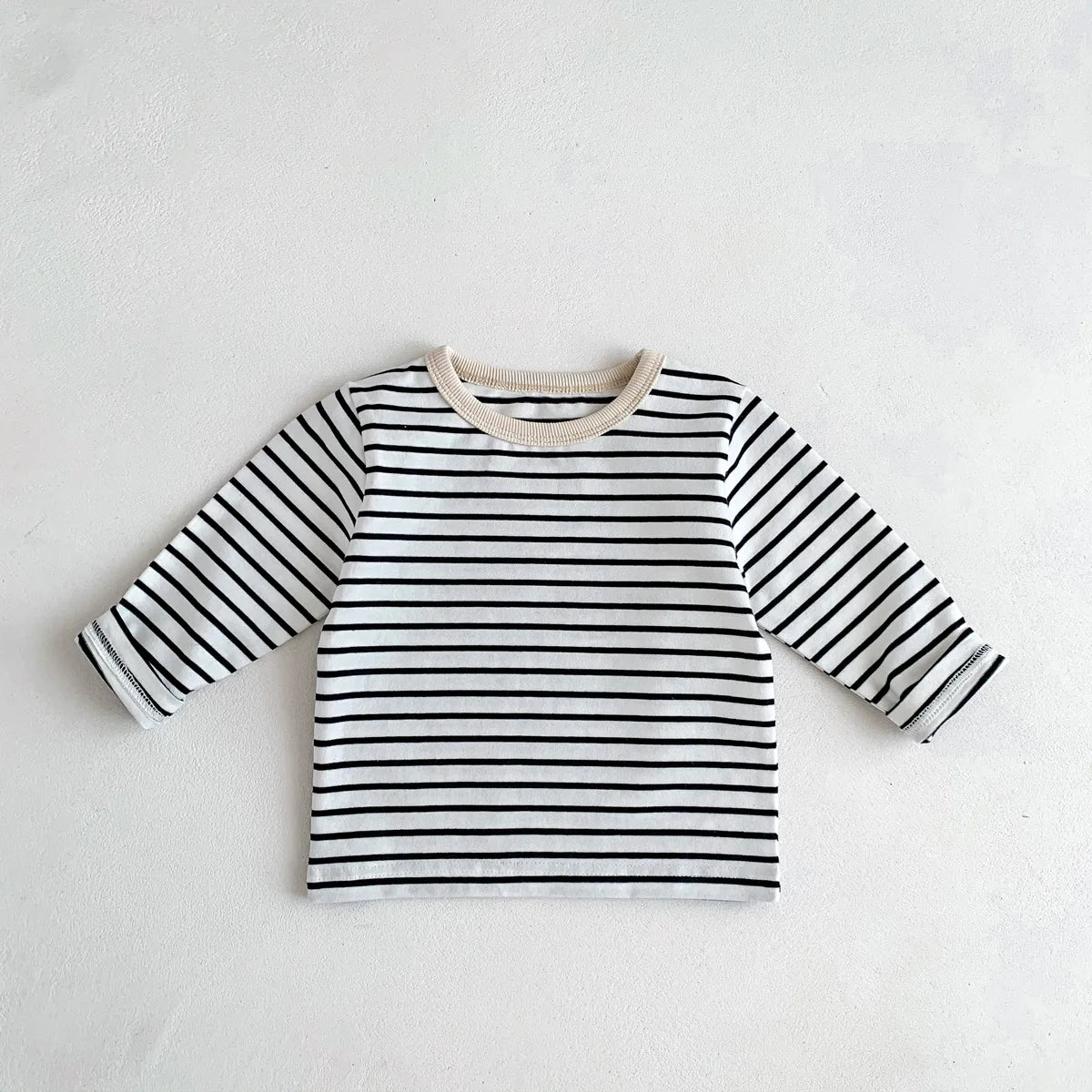Infant Clothes Toddler Boy Cotton Long Sleeves T-shirts Spring Autumn Outfits Girl Baby Solid Bottoming Shirt Kid Striped Tees