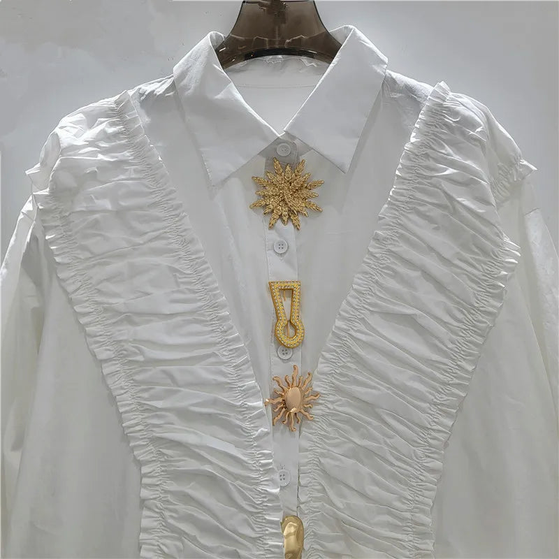 2026 Blusas Mujer De Moda Vintage Long Sleeve Loose Shirts Women Clothing Japanese Blouses Tunic Folds Ruffles White Blouse Tops