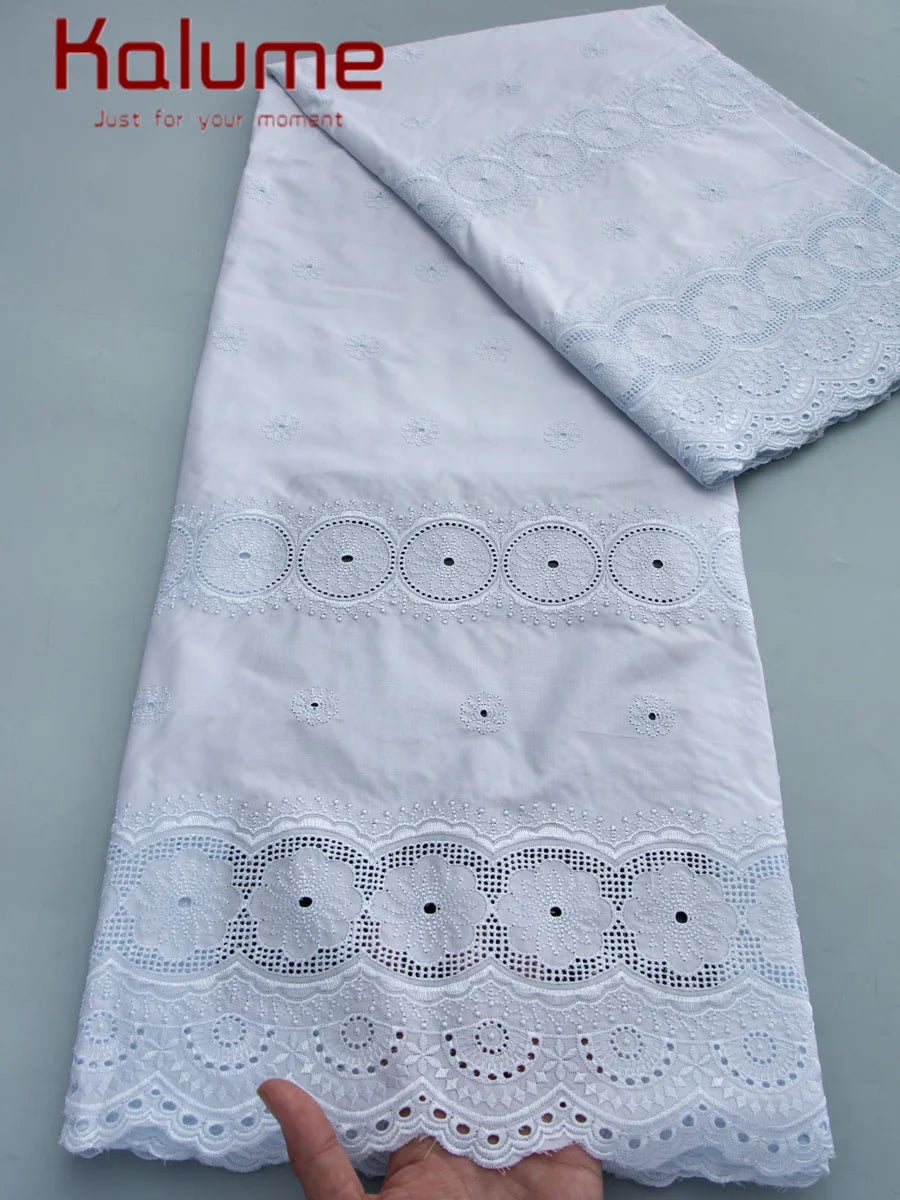 Kalume Fashion Nigerian Cotton Dry Lace Fabric 2026 High Quality Swiss Voile Stones Embroidery Lace Fabric For men Prom Party