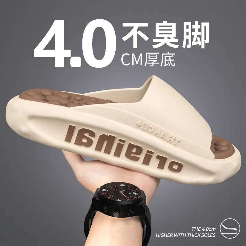 Men's Summer Massage Slippers Male Indoor Home EVA Soft Bottom Anti-skid Slippers One Line Slippers Men Women Casual Shoes