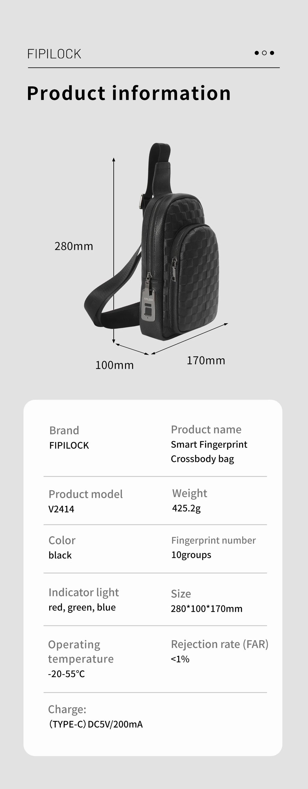 Men's Fingerprint Lock Bags for men Leather Shoulder Bag Male Long Money Wallets Mobile Phone Pouch Men Messenger Bag Anti-Theft