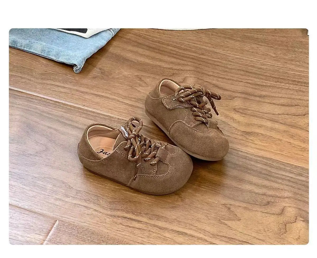 Children's shoes Korean version girls' leather shoes retro Boken shoes new boys' single shoes soft soled baby casual shoes