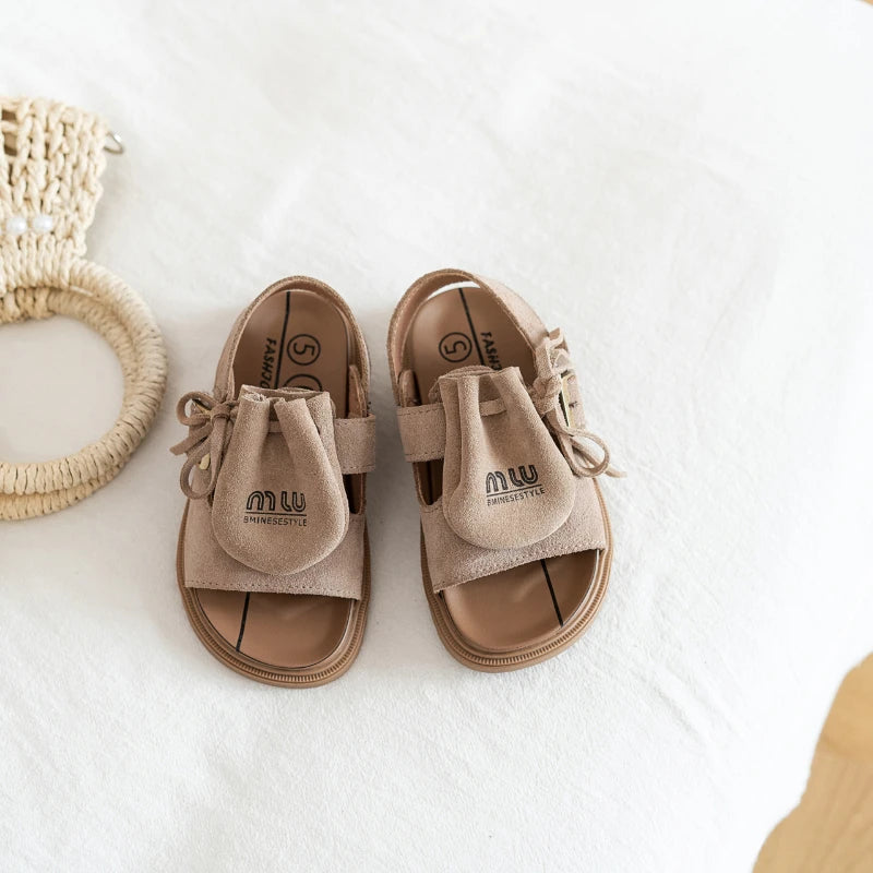 2025 Sandals for Boys Fashion Summer Shoes 3-16 Years Girls Open Toe Matte Pu Leather Shoes Sandals Children Slippers