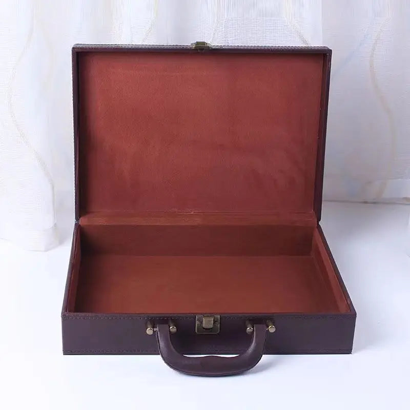 2025 New Cover Style Briefcase Men's Handheld Shoulder Business Leisure Insurance Contract Document Storage Box 34X24X8.5CM