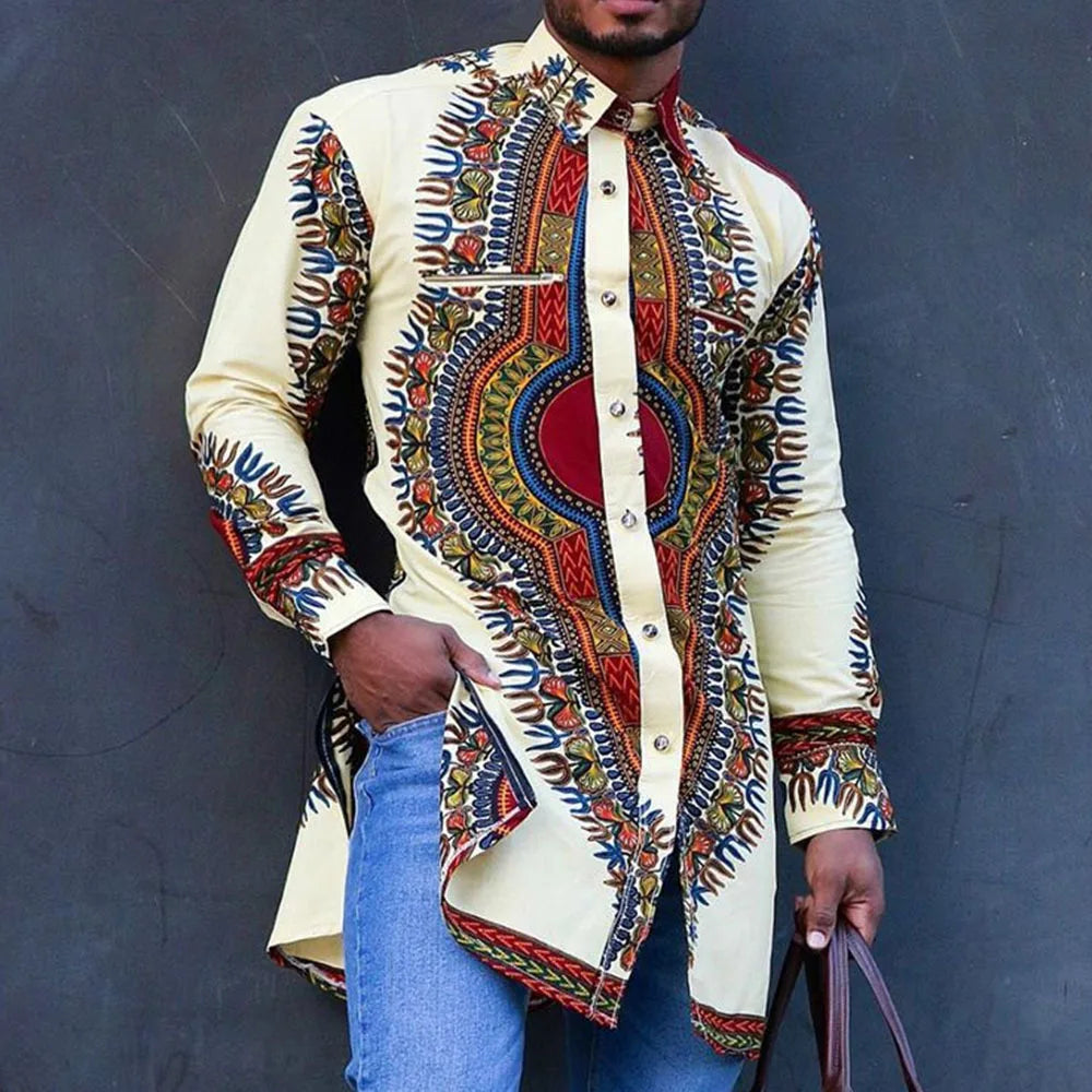 2026 Summer Fashion African Shirts for Men Slim Casual Shirt Tops Patchwork Design Ethnic Style Traditional Men's Clothing S-5XL