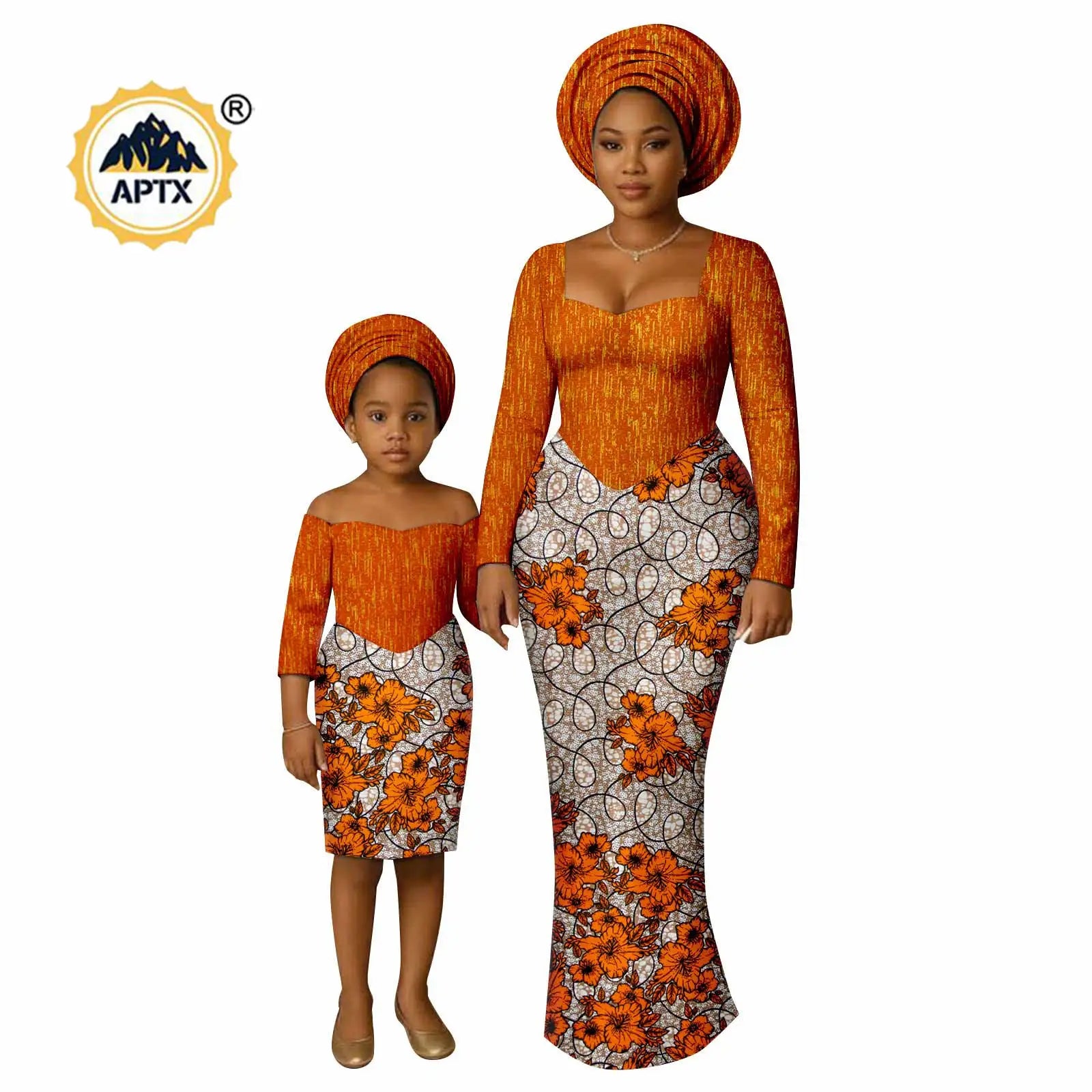 African Print Long Dresses for Women Family Outfits Dashiki Couple Clothes Mom and Daughter Dresses Ankara Outwear 25F029