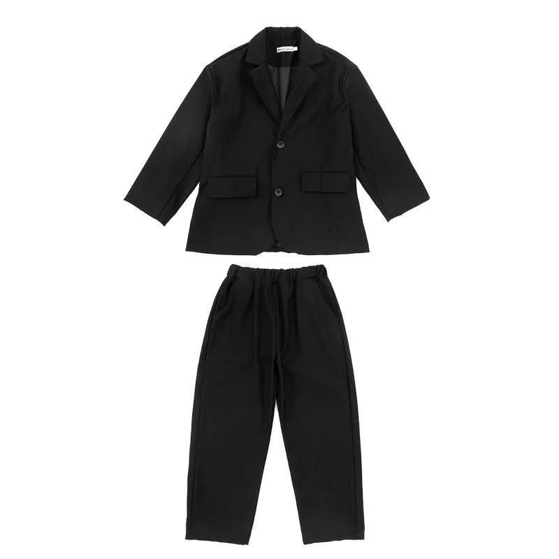 Suit for Girls Autumn Casual Long Sleeve Blazer Pants Two Pieces Children Costumes Formal Black Jacket Set Boys 10 12 13 Years