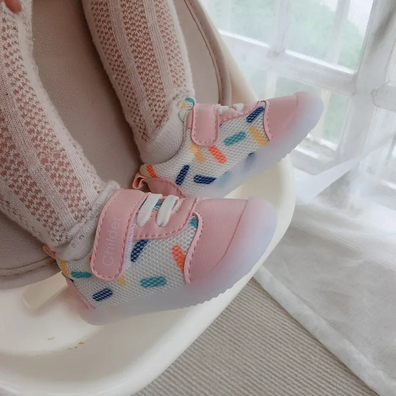 Kid Sneakers 2025 Spring New Mesh Baby Shoe Soft Sole Anti Slip Walking Shoe Light Girl Shoes Allmatch Boy Kid Shoes Кроссовки
