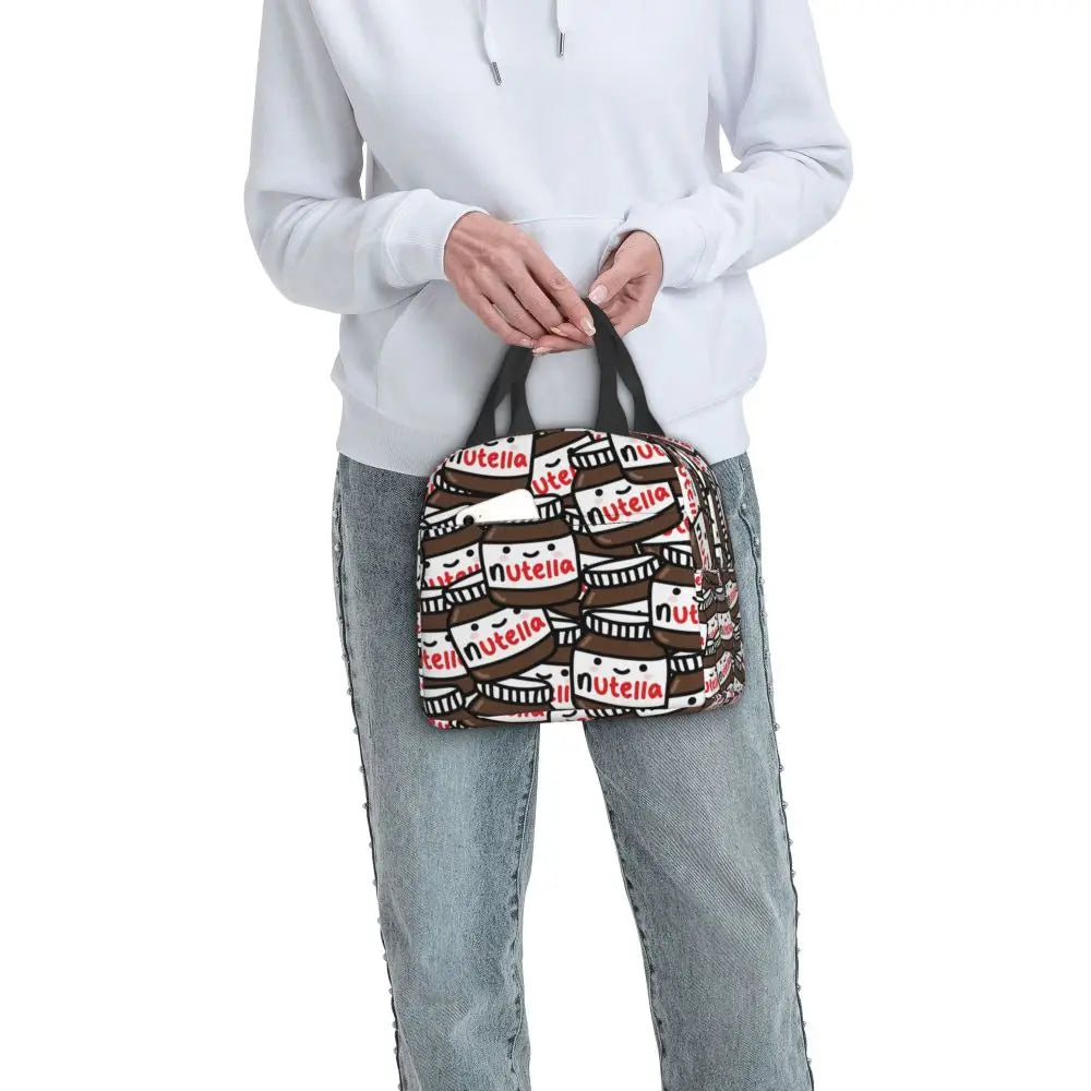 Custom Italy Nutellas Thermal Insulated Lunch Bag Women Portable Lunch Container for Outdoor Picnic Storage Food Box