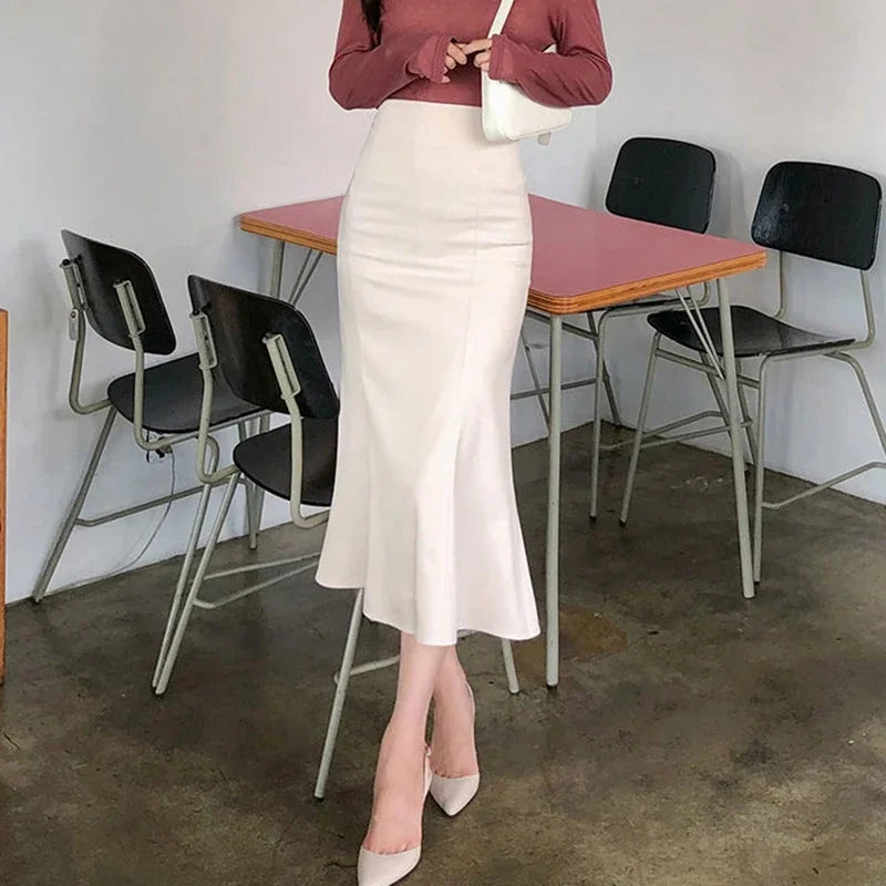 Elegant Office Long Skirts Women 2026 Fashion High Waist Bodycon White Black Skirt French Y2k Slim Corset Bridal Maxi Skirt XL
