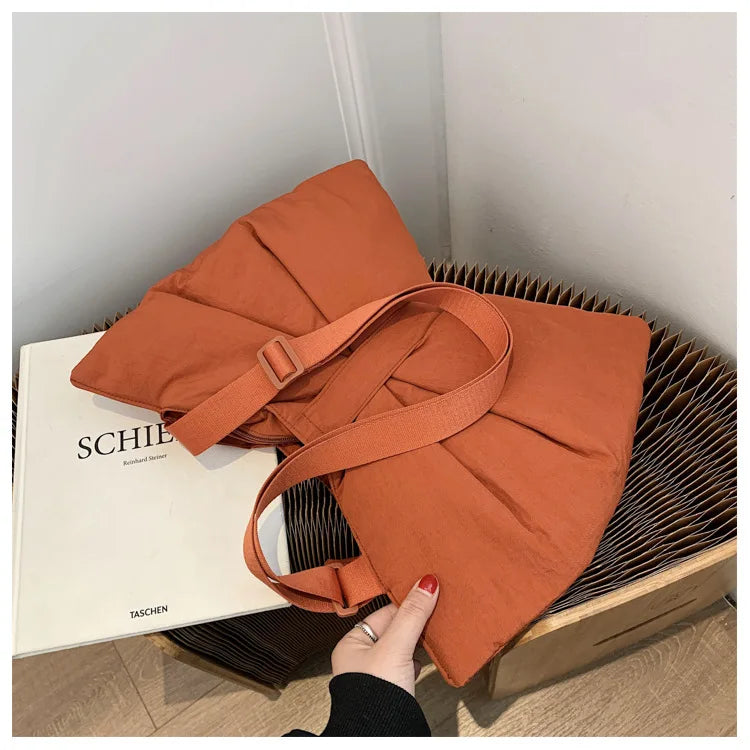 Soft Nylon Women's Portable Shoulder Bag Large Capacity Female Commute Crossbody Bags Simple Design Ladies Tote Purse Handbags