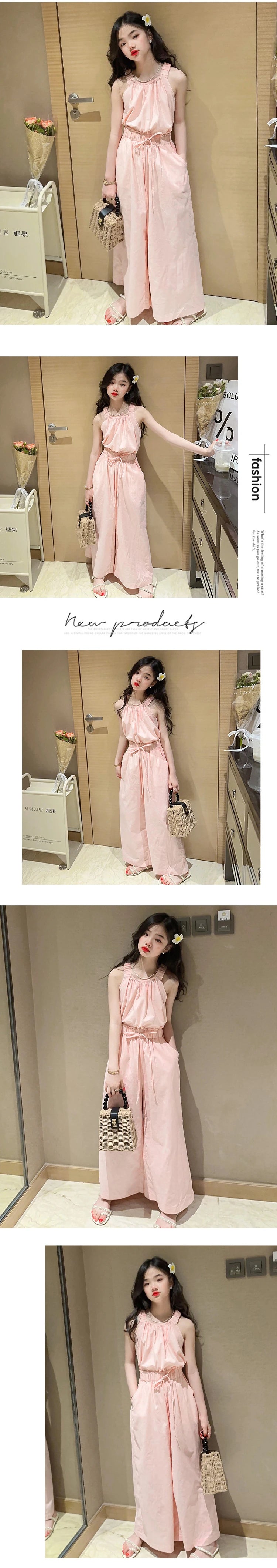 Summer Teen Girls Clothing Sets Children Fashion Princess Tops + Wide Leg Pants 2Pcs Outfits Kids Tracksuit 5 6 8 10 12 14 Years