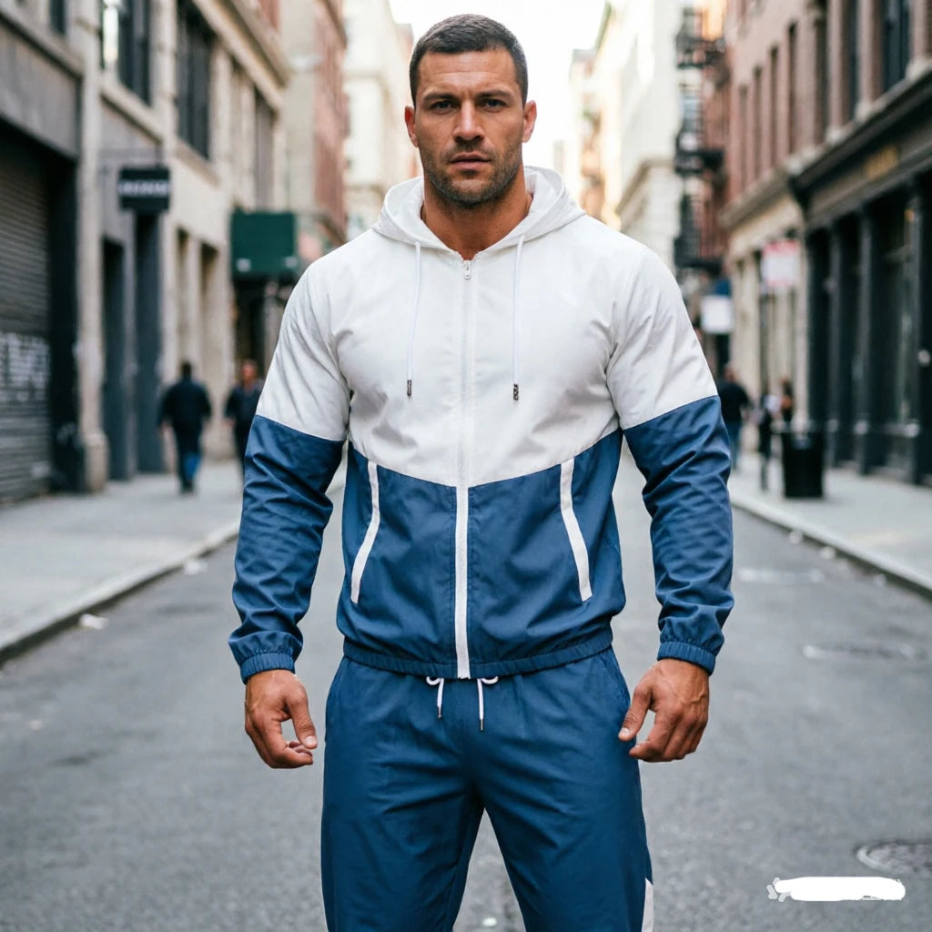 Men Tracksuit Casual Joggers Hooded Sportswear Jackets And Casual Pants Set Two Piece Fashion Casual Sports Set