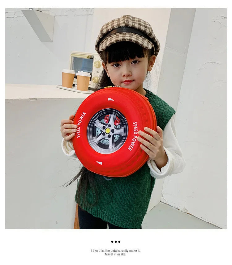 Children's Schoolbag Fashion Tyre Shaped Boys Girls Backpack 3D Cartoon Kindergarten Shoulder Bag Large Capacity Kids Handbag