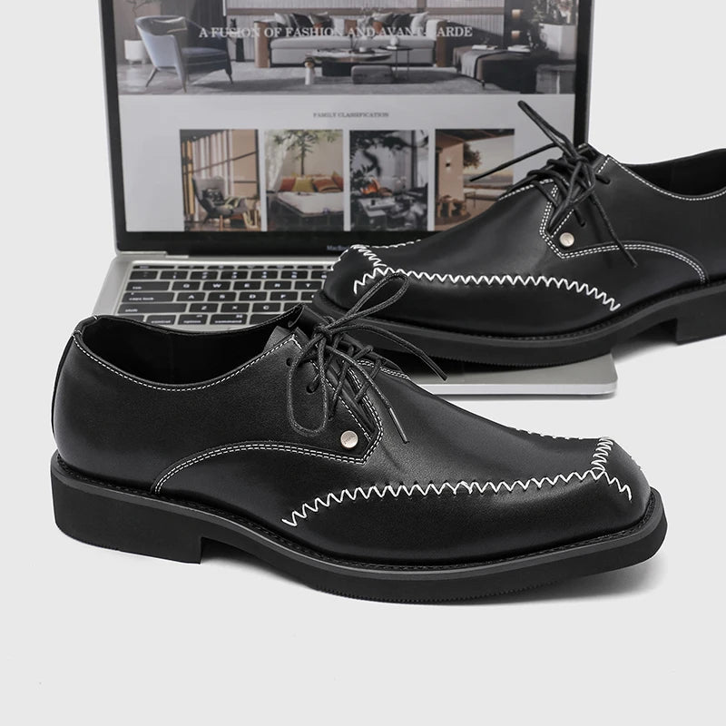Hot Selling Men's Genuine Leather Shoes Europe America Thick Soled Wedding Shoes for Groom Fashionable Men's Business Shoes
