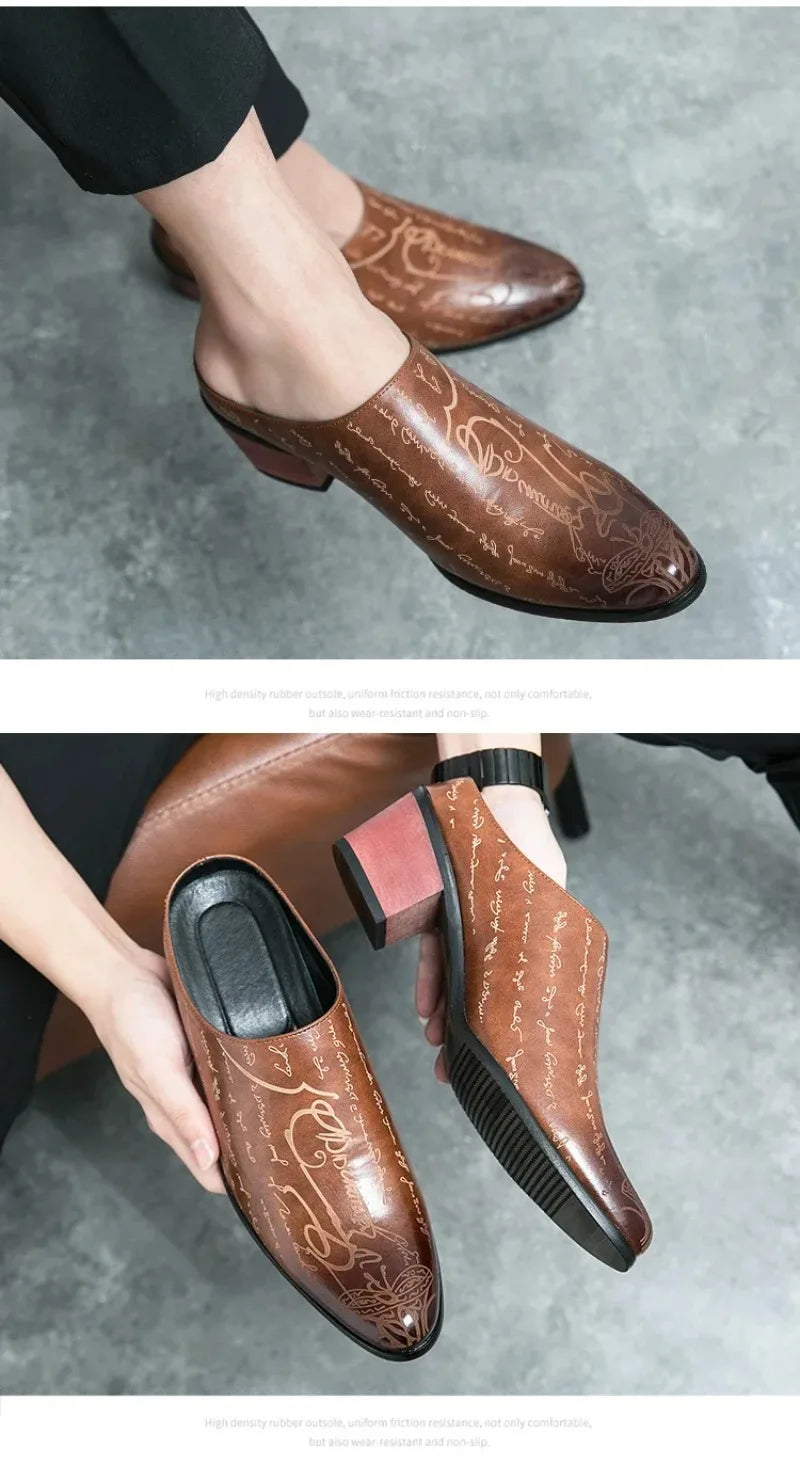 Men's Shoes High Quality Leather Casual Slippers Men Baotou Slippers Classic Slip-On Loafers Casual Leather Shoes Zapatos Hombre