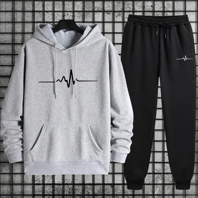 2026 Men's Streetwear Tracksuit Set Oversized Hoodie and Baggy Joggers Urban Hip Hop Fashion Sportswear Fall/winter Jogging Suit