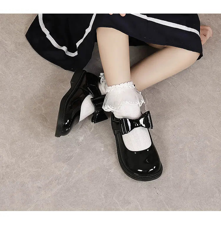 New Girl Leather Shoes Princess Kid Student School Causal Black Versatile Shoes Hook & Loop Children Glossy Mary Jane Autumn Hot