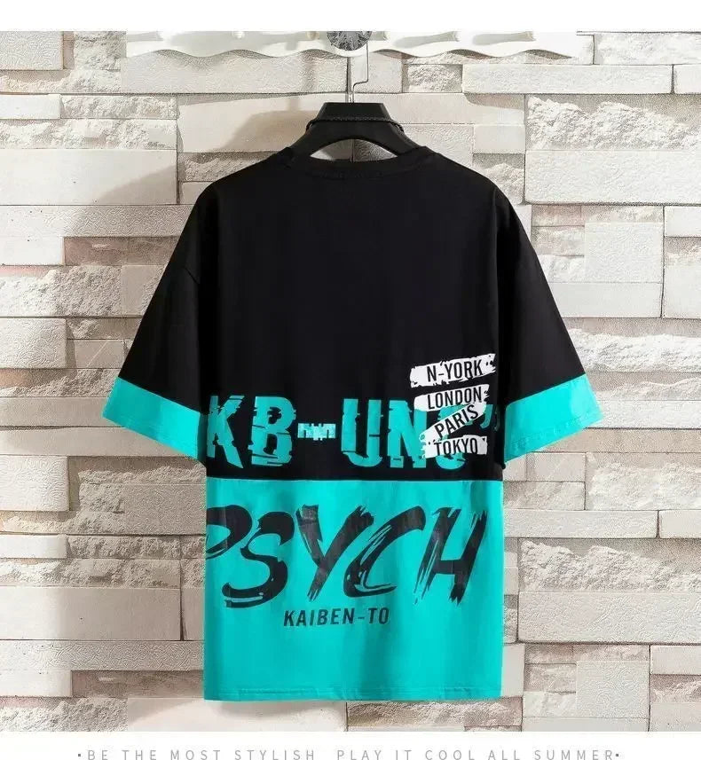 Men Casual T Shirt Letter Printed T-Shirt Hip Hop Y2K Streetwear Fashion Sport Gym Summer Washed Tops Men Clothing Trends 반팔 남자