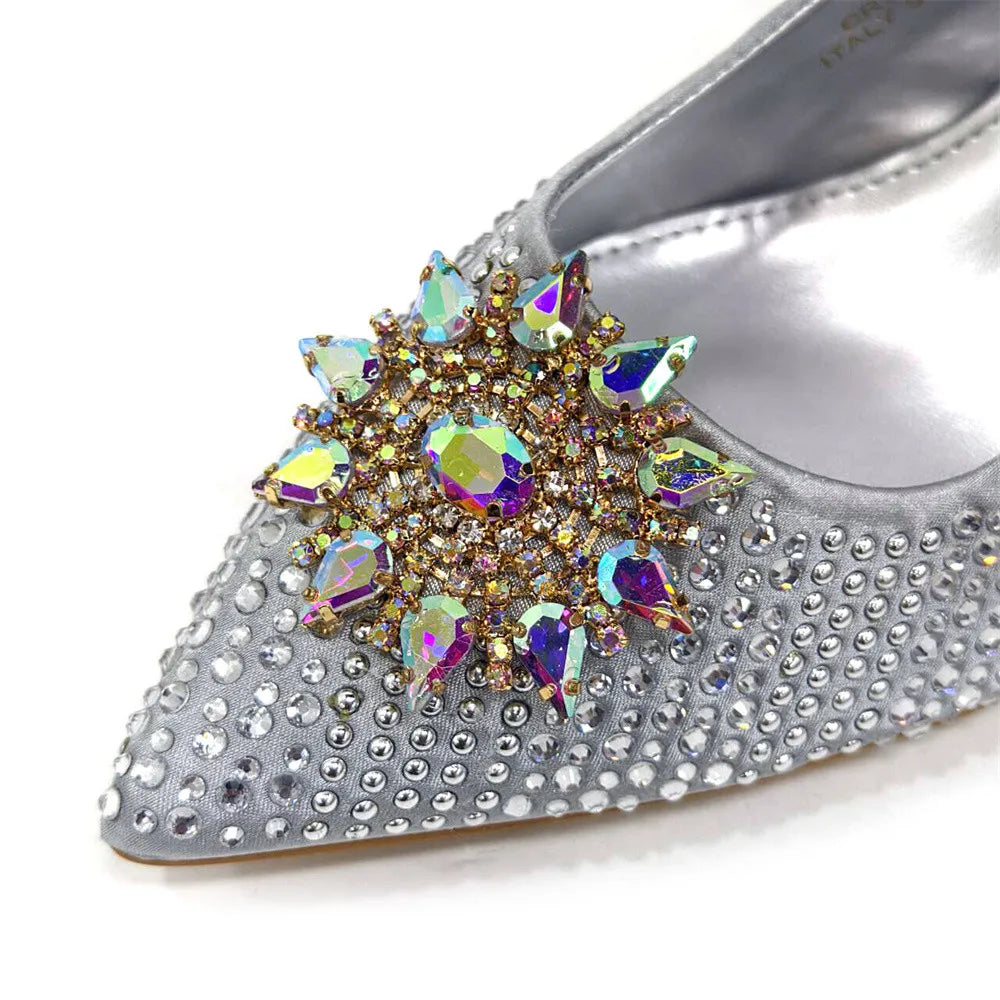 Nigeria Fashion Rhinestone-encrusted Ladies Party Shoes And Special bags High Heels And Dual Purpose Bag Women's Shoes