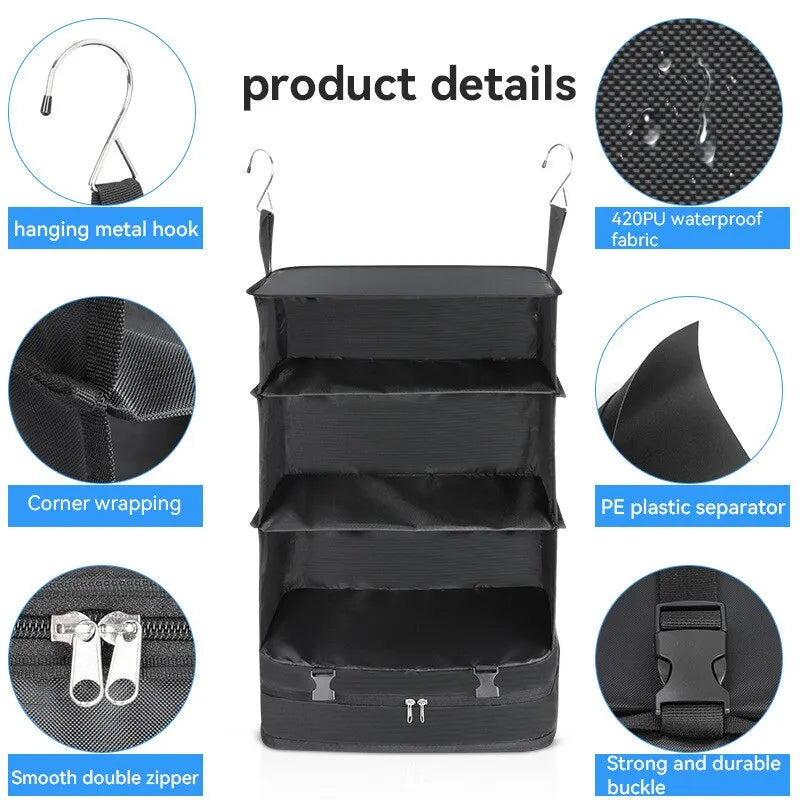 1 Set Housewares Luggage Travel Organizer Travel Essentials Hanging Packing Cubes Hanging Shelves Laundry Storage Compartment