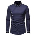 Men's Irregular Oblique Button Up Dress Shirts Streetwear Luxury Elegant Embroidery Business Shirt Chemise Homme Mens Blouses