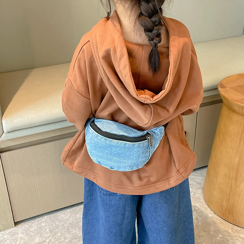 Fashion Denim Children's Waist Bags Leisure Boy and girl Crossbody Chest Bag Street Trend Belt Bag Kids Birthday gift Waist Pack