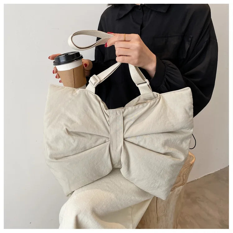 Soft Nylon Women's Portable Shoulder Bag Large Capacity Female Commute Crossbody Bags Simple Design Ladies Tote Purse Handbags