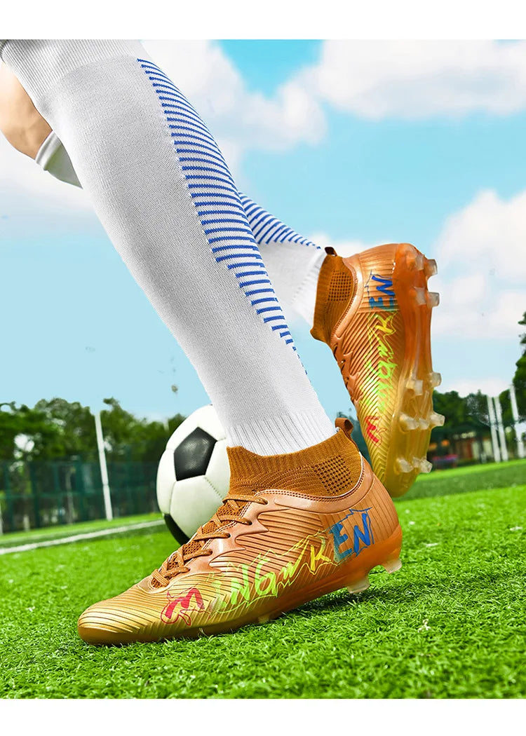 New Low Top Soccer Shoes for Men Teenage Boys Athletic Sports Training Footwear for Students on Lawn and Grass Fields
