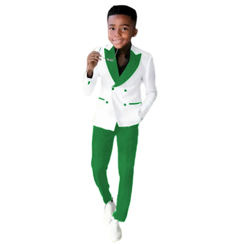 2-16 Years Old Suit For Boys Wedding Tuxedos Jacket Pants 2 Pieces Double Breasted Kids Child Clothes Party Suits