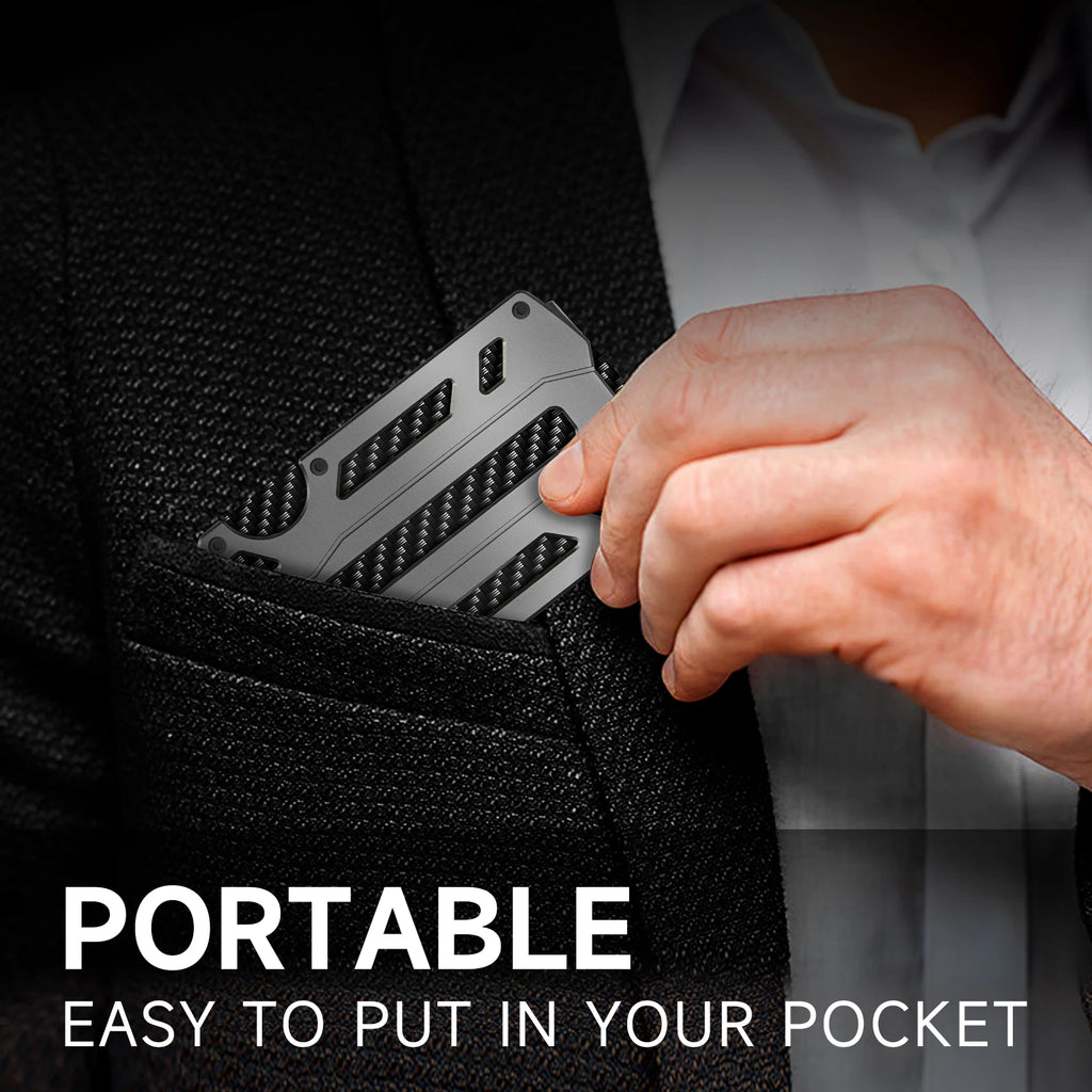 Slim RFID Blocking Metal Wallet for Men & Women with Money Clip Or Cash Strap Scratch Resistant Card Holder