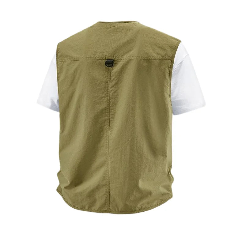 Summer Men Breathable Outdoor Sleeveless Vest Man Multi Pocket Sport Cargo Vest Man Fish Work Safari Vest Waistcoat Big Size 6XL