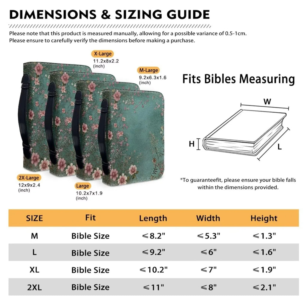 Bible Cover,Bible bag comes with a portable handle, Waterproof PU Leather Zipper Book Cover Bible Bag Bible Carrying Case M-2XL