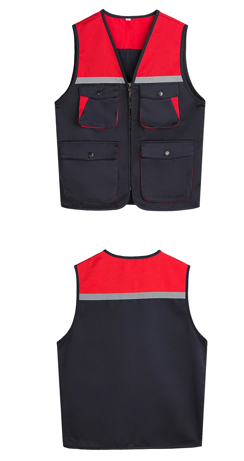 Men's Outdoor Vest Hiking Fishing Hunting Photography Multi-Pockets Multi-Function Maintenance Worker Waistcoat Print Logo
