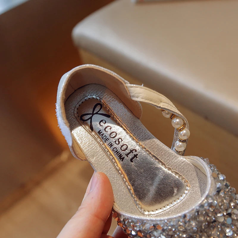 New Children Princess Shoes for Girls Bowtie Glitter Children Baby Dance Shoes Bling Bling Party Casual Toddler Girl Sandals