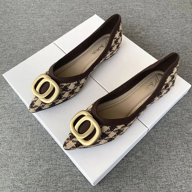 Office Shoes For Women 2025 Ladies Summer Footwear Luxury Leather Casual Formal Pointed Toe Low Heel Elegant Popular Wholesale H