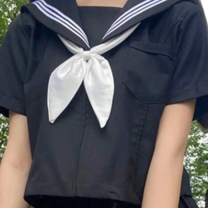 Women Sexy Black JK Suit Japanese School Uniforms Style S-3xl Student Girls Navy Costume  Sailor Blouse Pleated Skirt Set