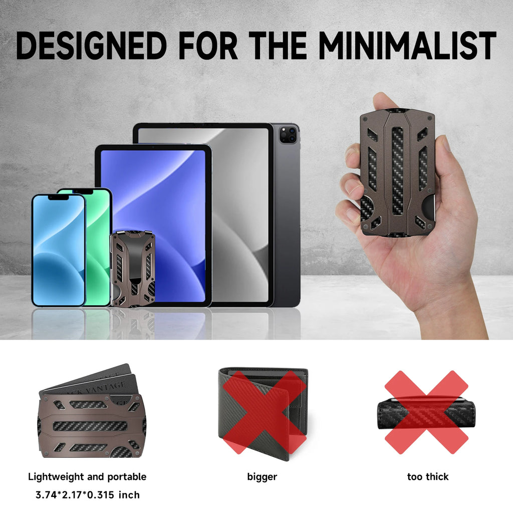 Slim RFID Blocking Metal Wallet for Men & Women with Money Clip Or Cash Strap Scratch Resistant Card Holder