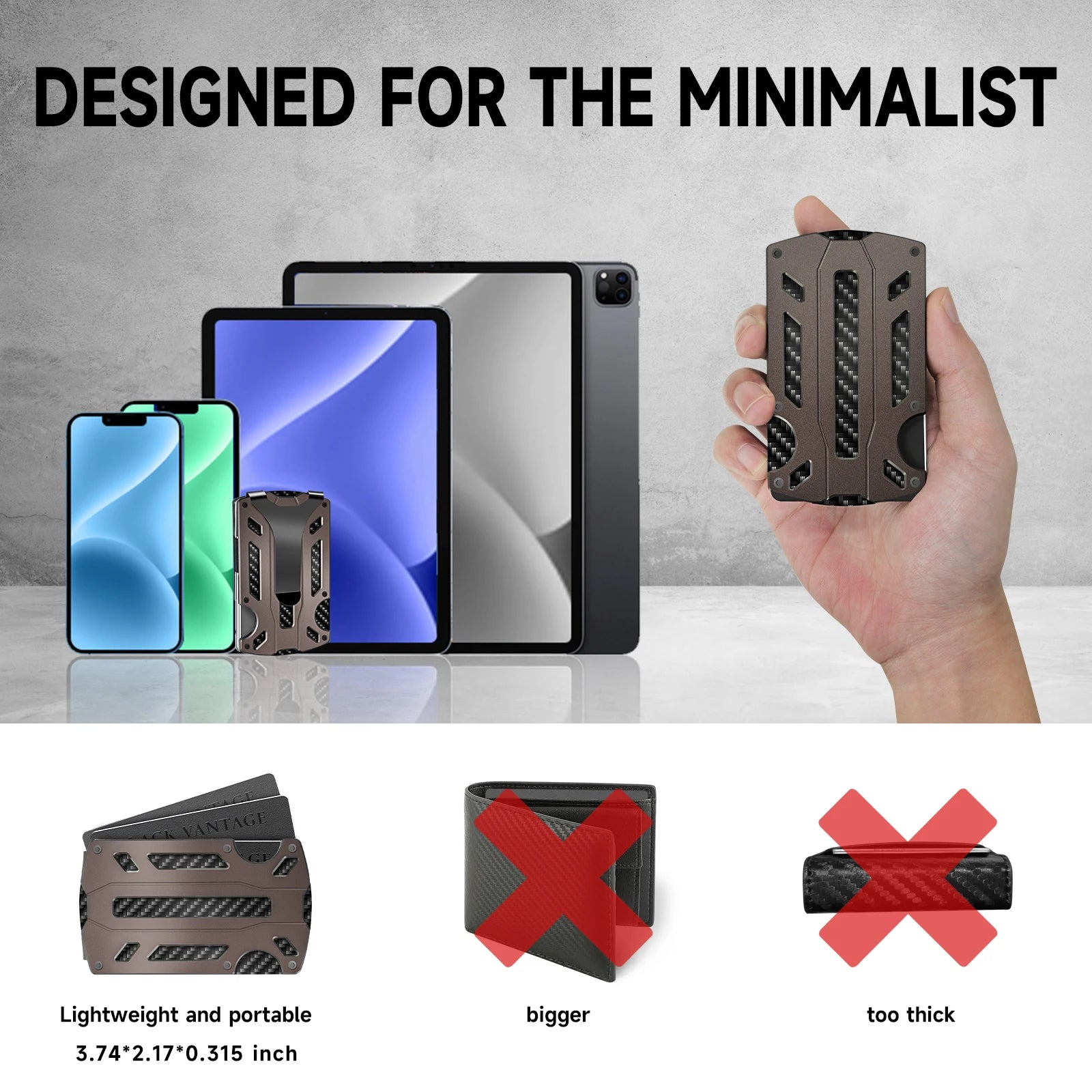 Slim RFID Blocking Metal Wallet for Men & Women with Money Clip Or Cash Strap Scratch Resistant Card Holder