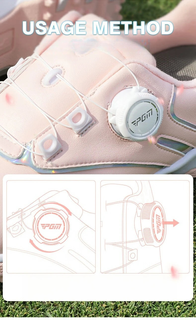 PGM Women Golf Shoes Waterproof Rotating Buckle Anti Slip Sports Shoes XZ297
