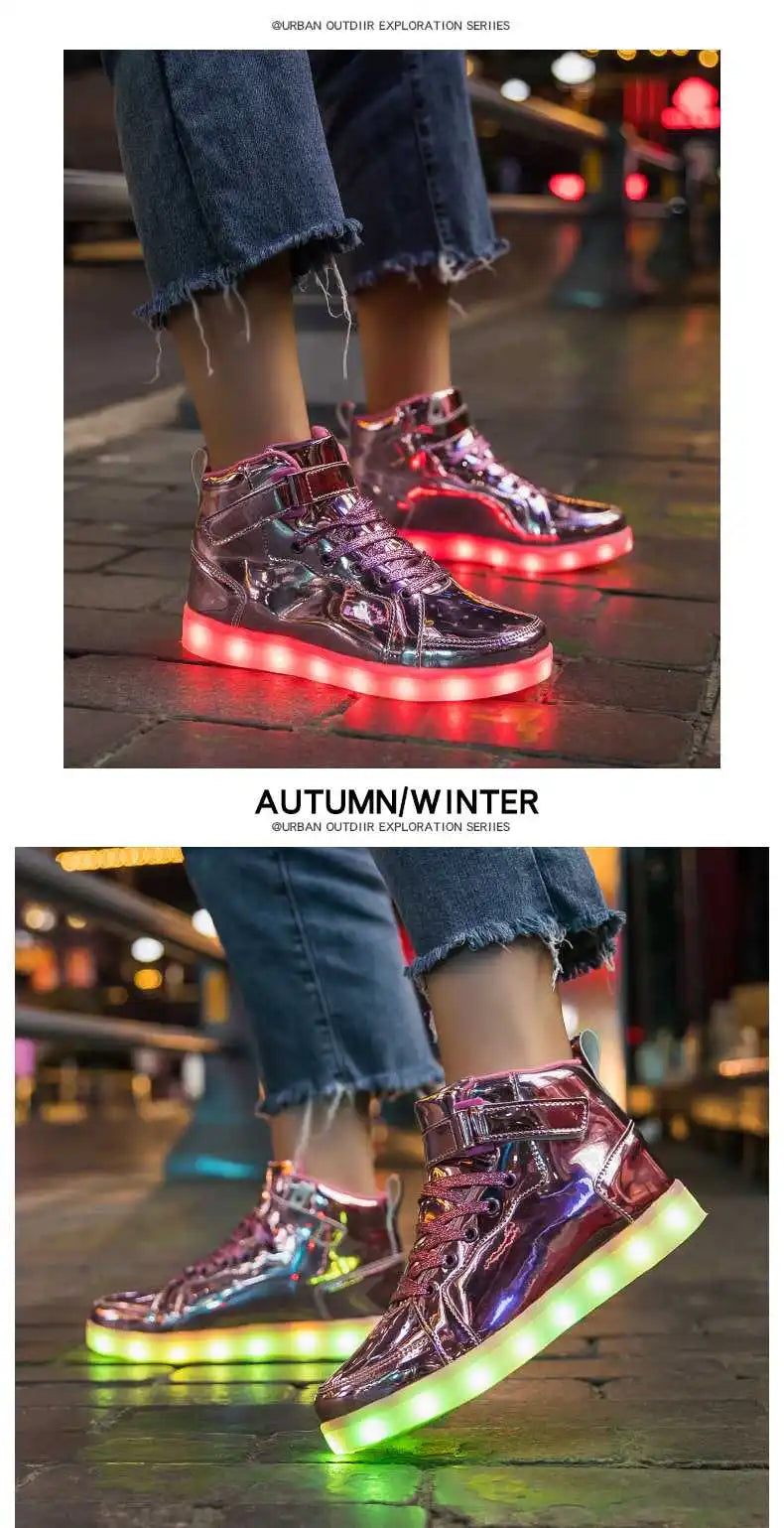 Kid Shoes Boy Girl Children Women Men Spring Summer Fashion Casual Sport Sneakers Led Light Up Dance Boots