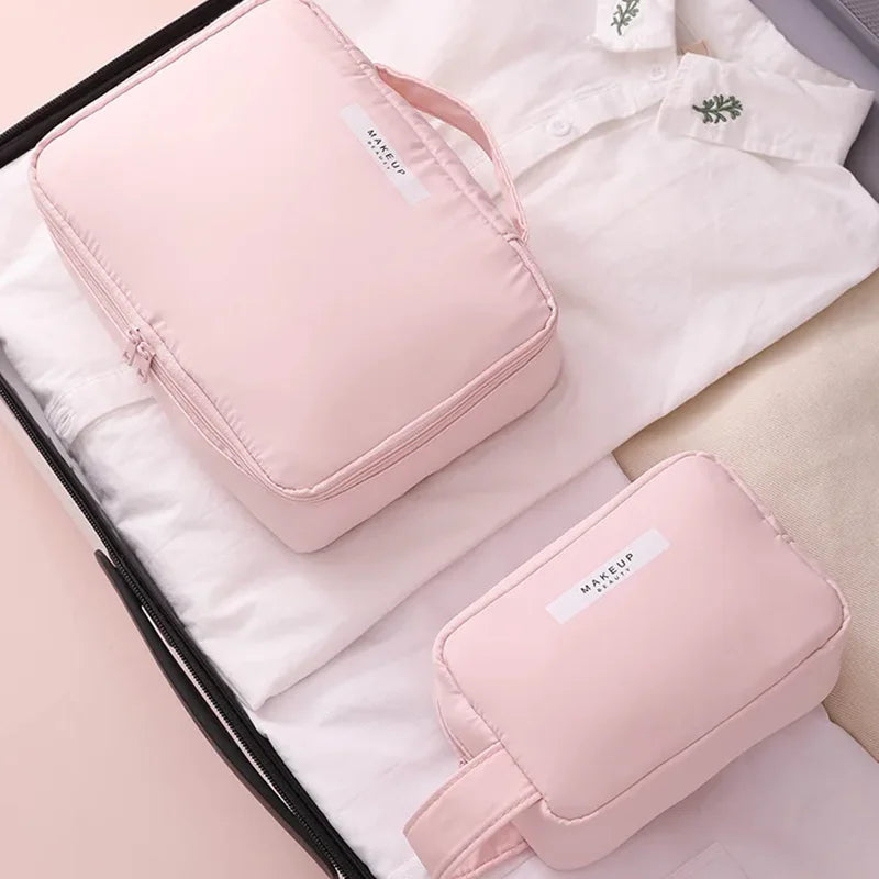 Ladies Portable High Appearance Index Cosmetic Bag Large-capacity Travel Washing Bag Three-dimensional Makeup Storage Bag
