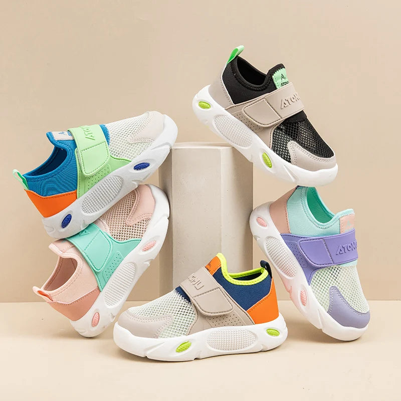 Kid Colorblock Casual Sneakers for Boys Girls 2025 Summer New Toddler Walking Shoes Hollowed-out Mesh Lightweight Kids Trainers