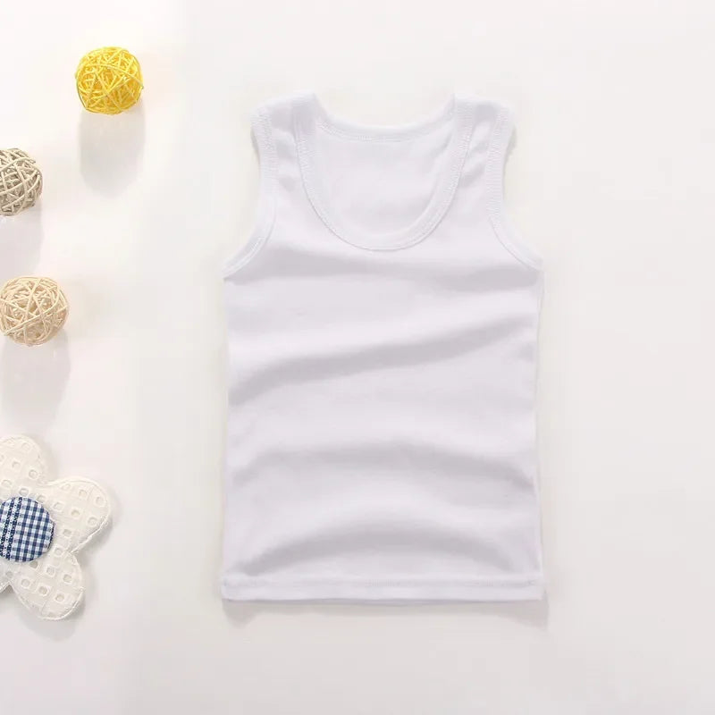 Kids Baby Boys Vests T-shirts Children Summer Vest Top Outfit Kid Boy Girl Solid Tops Clothes Cotton Tees Black Playsuits
