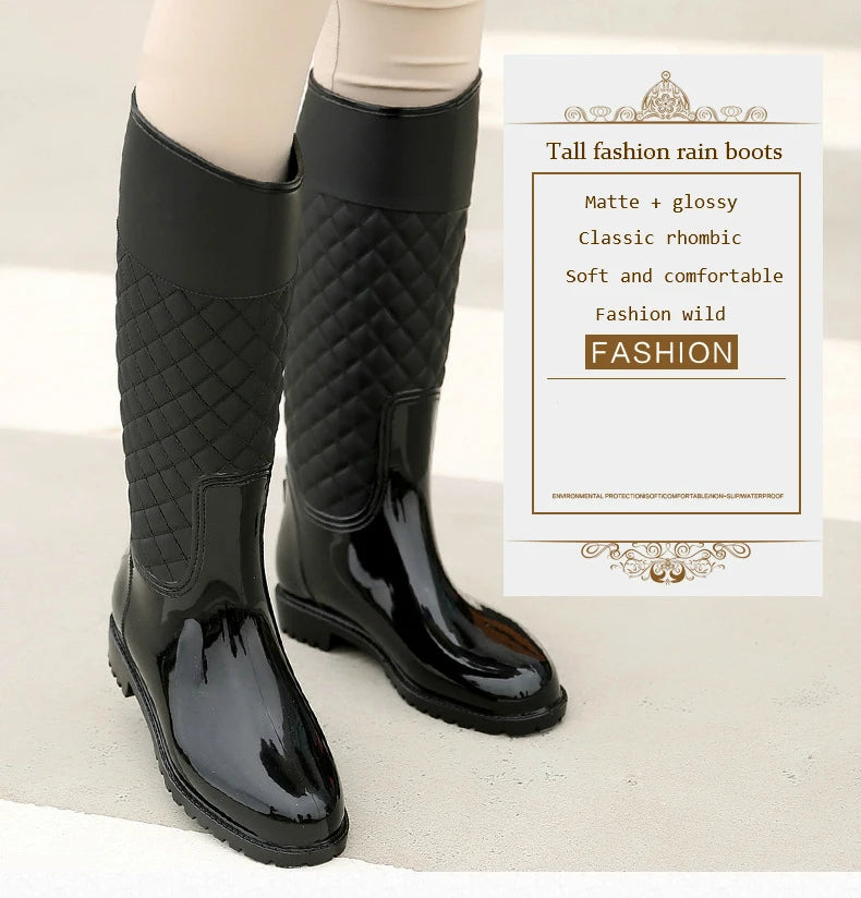 2023 New Women Rain Boots Lady Rain Water Shoes Ourdoor Rainboots  Italianate Pvc Rubber Rainboots Lady Waterproof Shoes