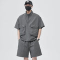 Casual Sportswear Suit for Men Solid Color Loose A Complete Set of Teenagers American Handsome Loose Versatile Two-piece Set