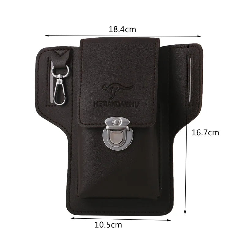 Phone Belt Bag For Men Bags Cell Phone Loop Holster Phone Pouch Wallet High Quality Multifunctional PU Leather Phone Case