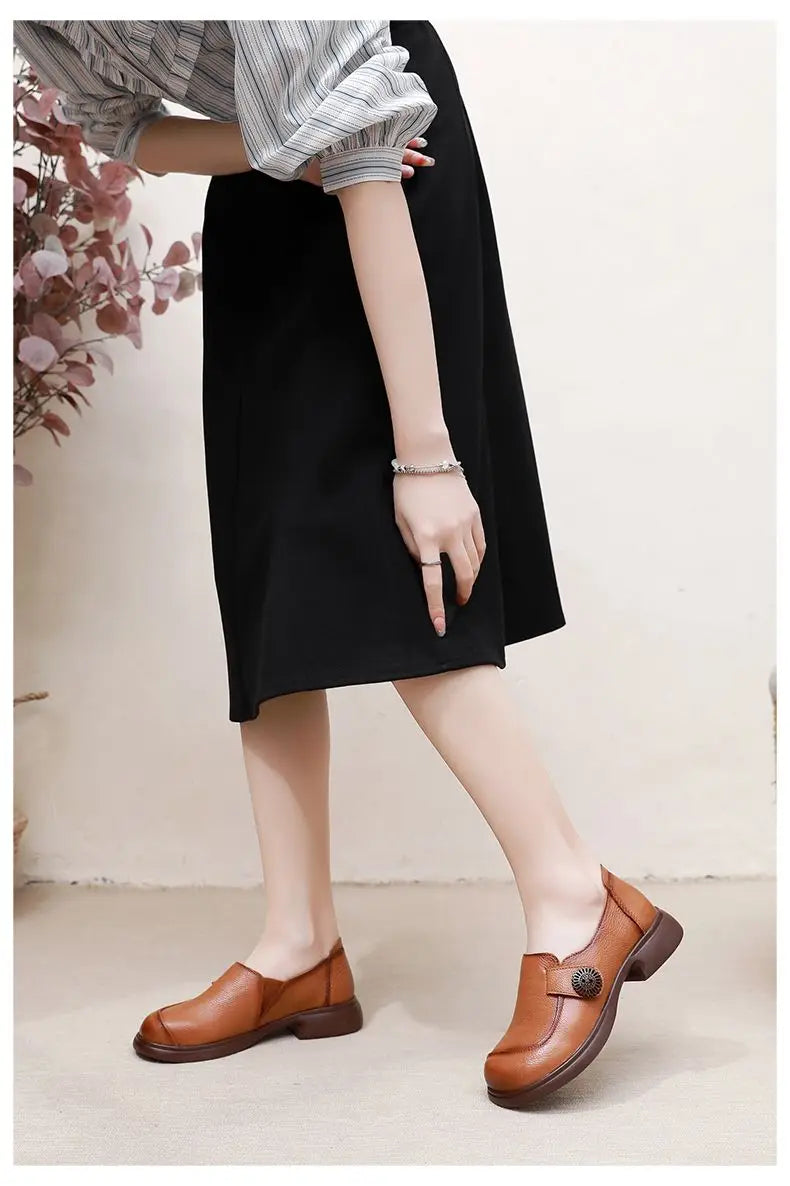 Genuine leather loafers women  comfortable gray shoes low heels luxury ladies court shoes slip on moccasins elegant dress flats